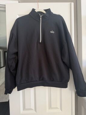 ALO Yoga Women's Black Half-Zip Pullover Sweatshirt
